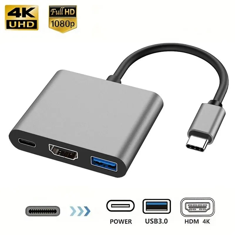 New 3-in-1 USB C Hub with 100W Power Delivery,USB 3.0/4K HDMI for MacBook,Surface/Chrome/Steam Deck,Stable Driver Smart Adapter Peaceful Pleasures Health and Wellness DZK0202GY