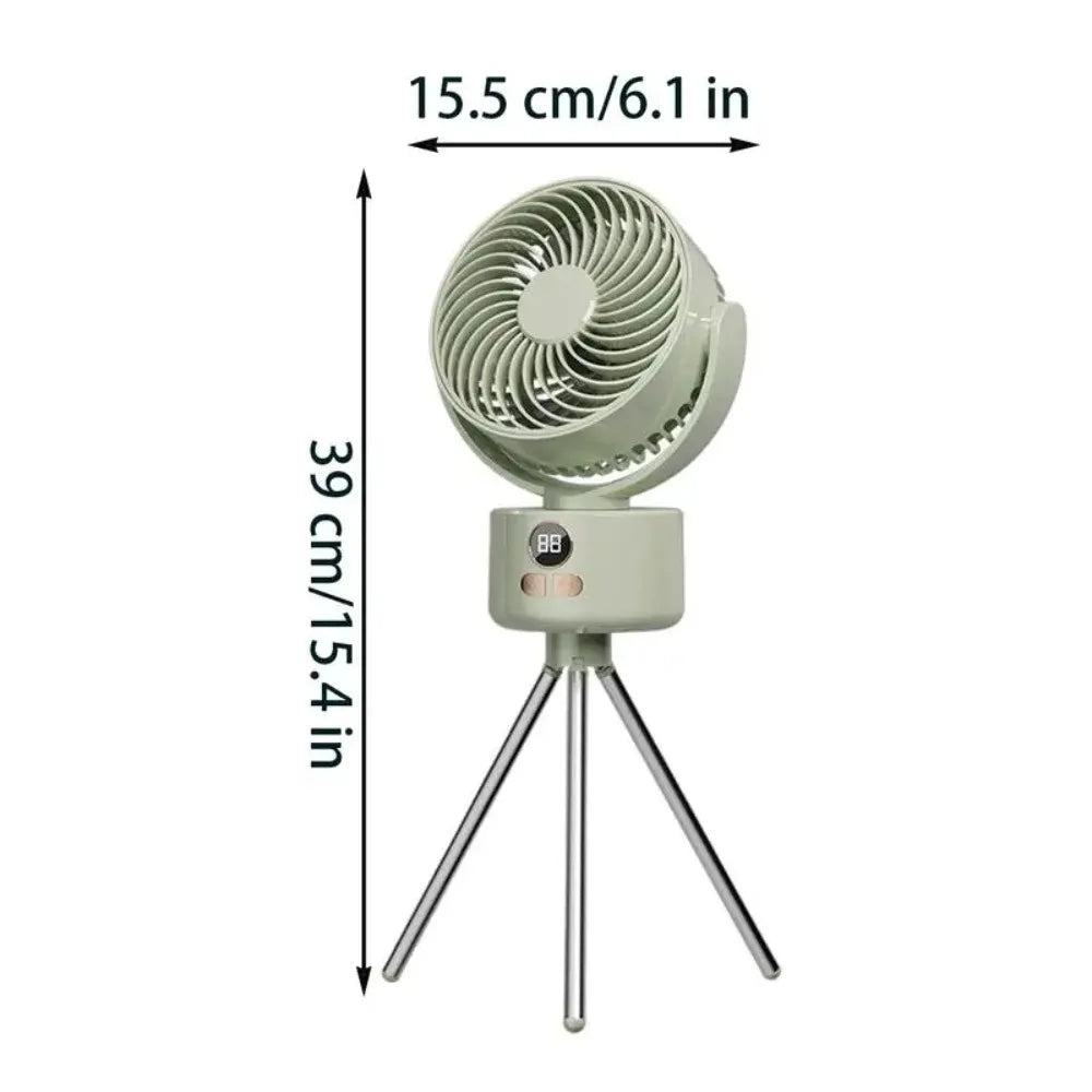 Portable Tripod Fan – USB Rechargeable, Foldable, Oscillating