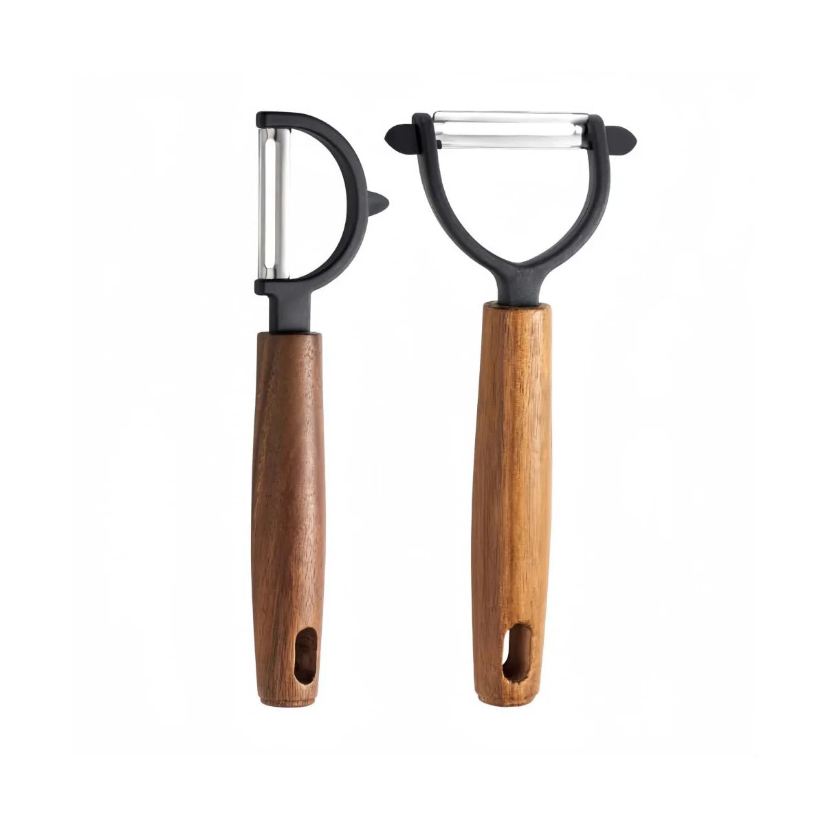 1/2 Pcs Premium Y/P Type Stainless Steel Multifunctional Peeler, Acacia Wood Handle Ultra Sharp Blade Vegetable Potato Apple Peaceful Pleasures Health and Wellness 2Pcs