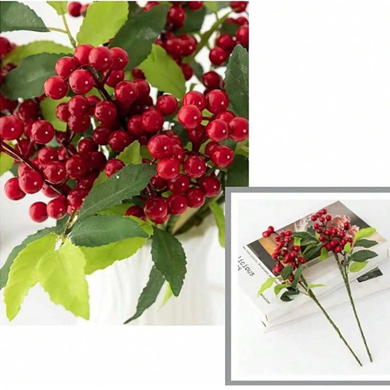 Artificial Holly Berry Branches – Christmas & Home Decor (4–8 Pcs)