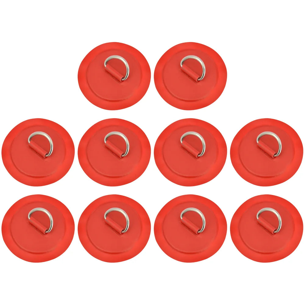 Inflatable Boat D-Ring Patch Stainless Steel PVC Pad Buckle For Kayak Raft Canoe Paddle Board SUP Surfboard Replacement Part Peaceful Pleasures Health and Wellness Red 10PCS