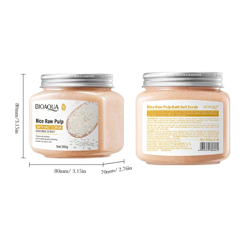 BIOAOUA Rice Pulp Bath Salt Body Scrub – Exfoliator 350g