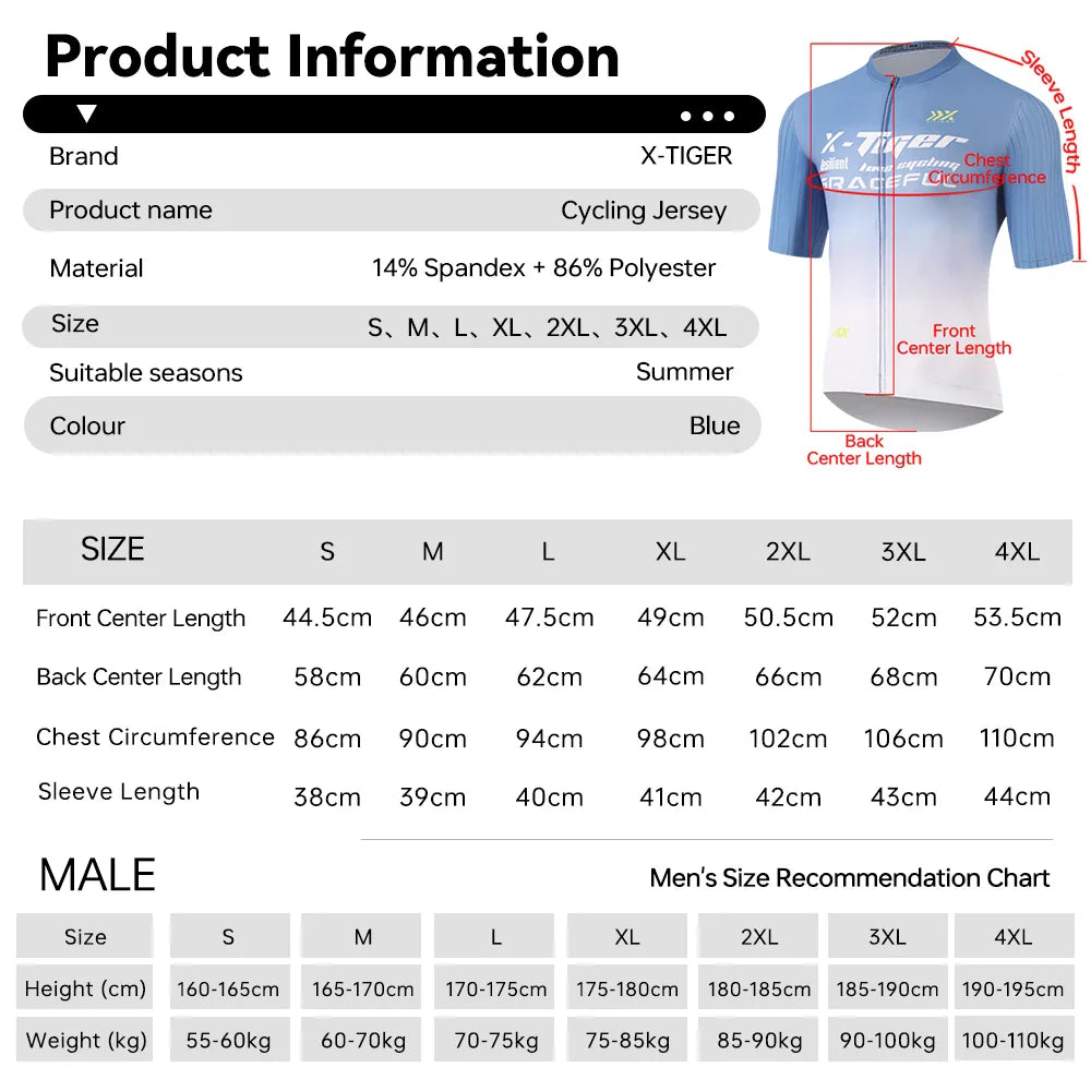 X-Tiger Pro Men's Cycling Jersey – Quick-Dry MTB Bike Shirt
