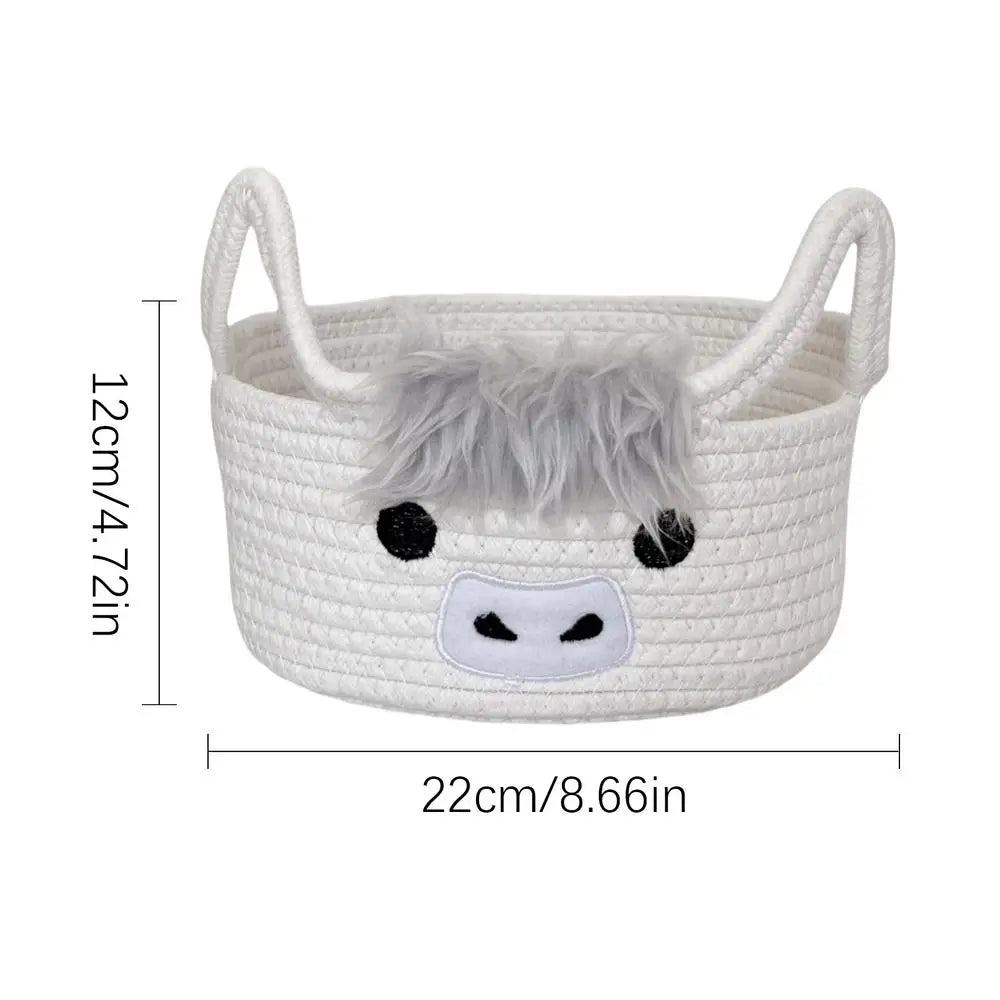 Woven Storage Basket Animal Space Saving With Ear Handles Basket Decorative Storage Organizer For Home Living Room Bathroom Peaceful Pleasures Health and Wellness White China Mainland