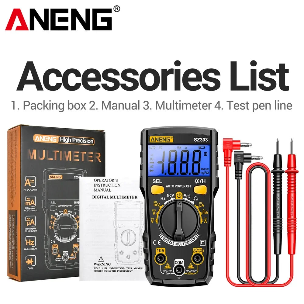 1999 Count Professional AC DC Voltage ANENG SZ303 Smart Digital