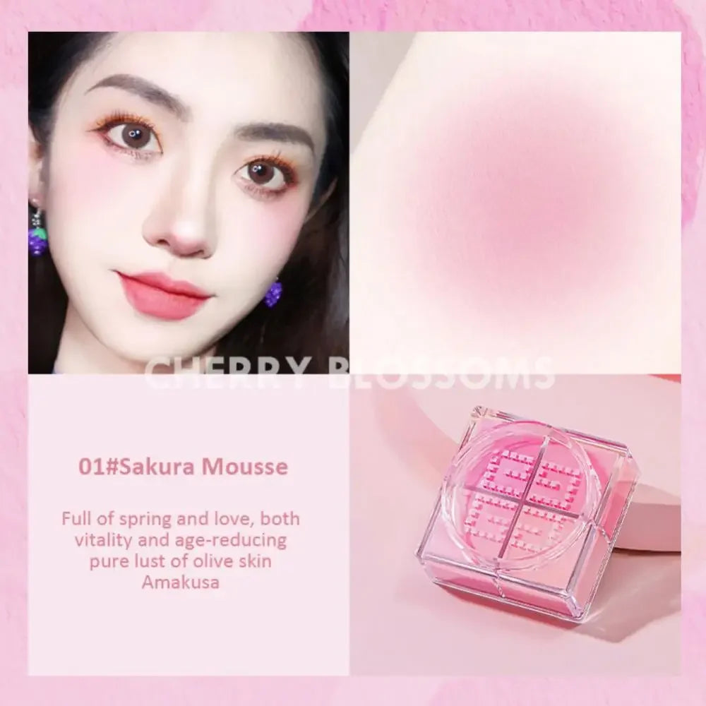 4-Square Grid Matte Blush Palette | Cheek Contour Powder
