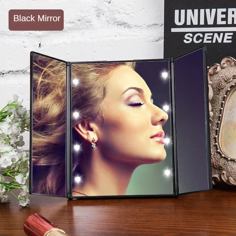 Compact Folding Pocket Makeup Mirror with LED Lights