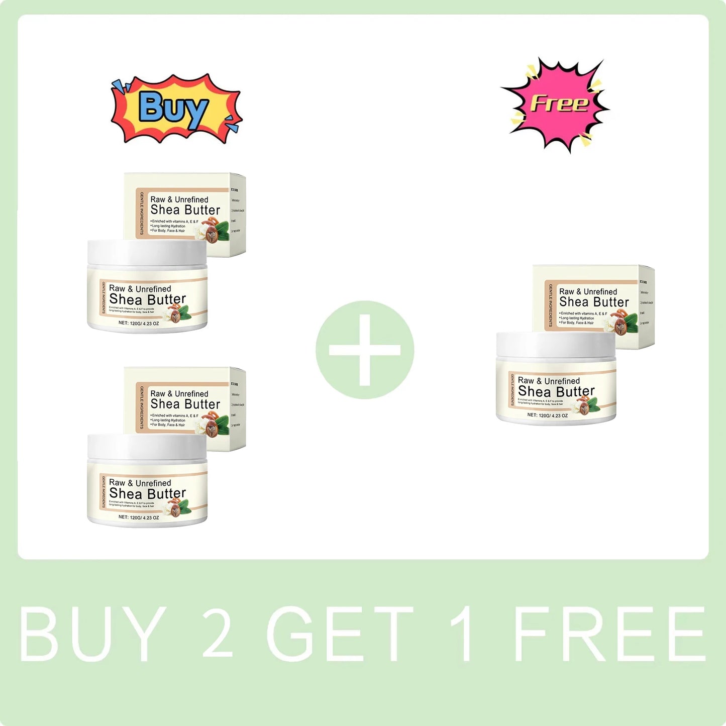 Shea Butter Moisturizing Cream Multi Use Balm for Dry Skin and Hair Restore Shine Increase Skin Elasticity Body Face & Hair Care Peaceful Pleasures Health and Wellness Buy 2 Get 1 Free