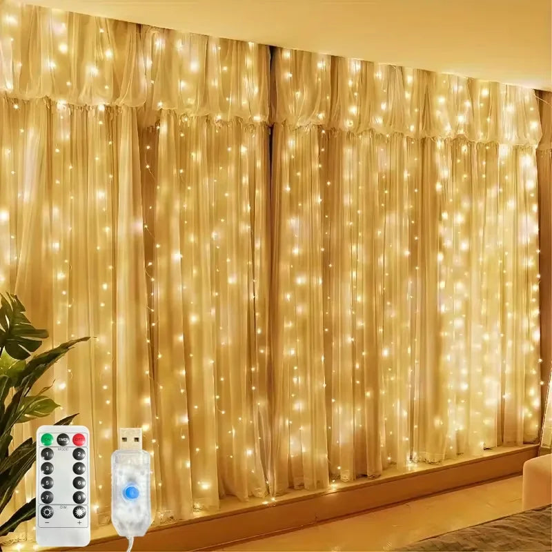 USB LED Fairy Curtain Light | Bedroom Window Holiday Decor