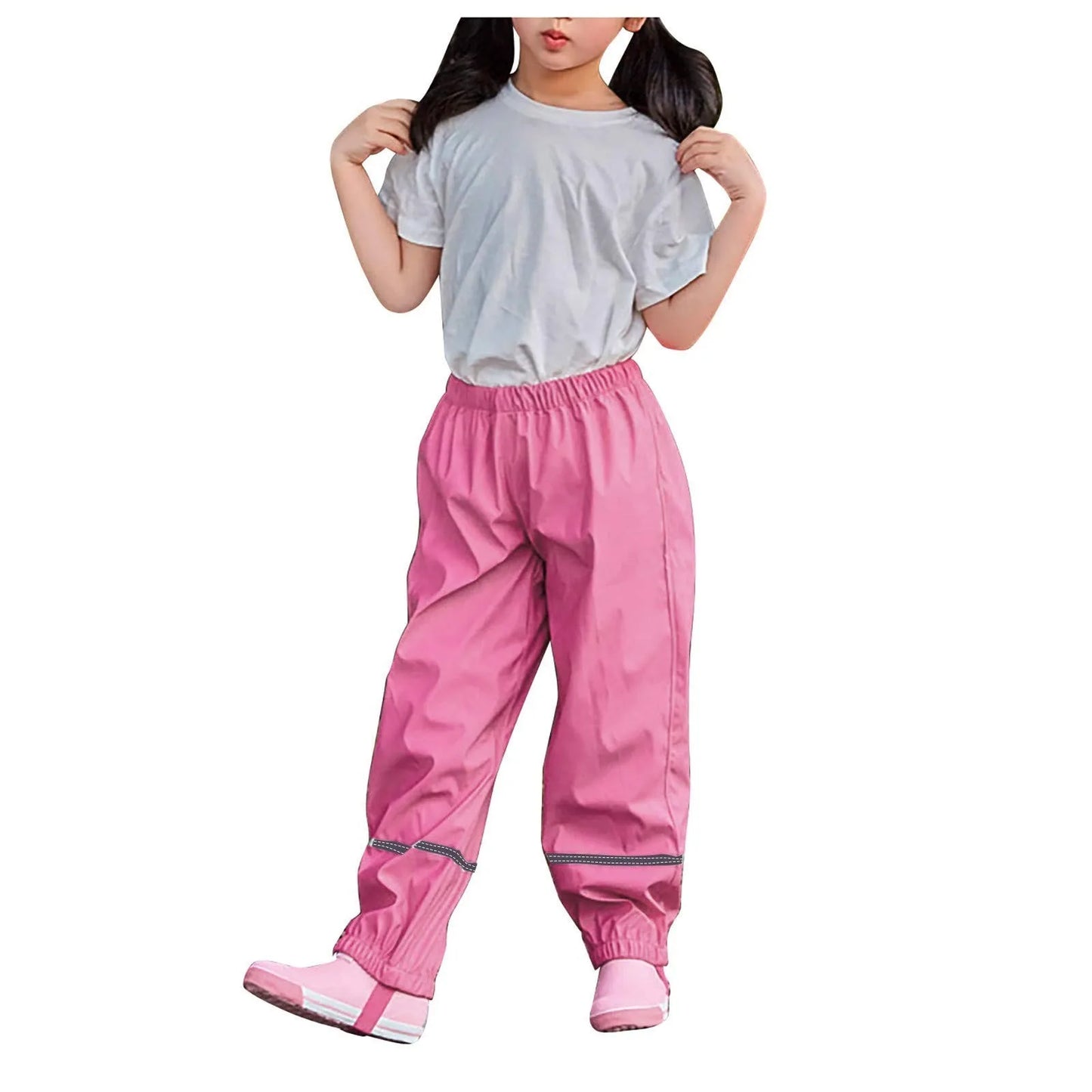 Children's Solid Color Loose Pencil Wind And Waterproof Mud Trousers Breathable Multi-function Casual Trouser For Boys And Girls Peaceful Pleasures Health and Wellness Hot Pink 122