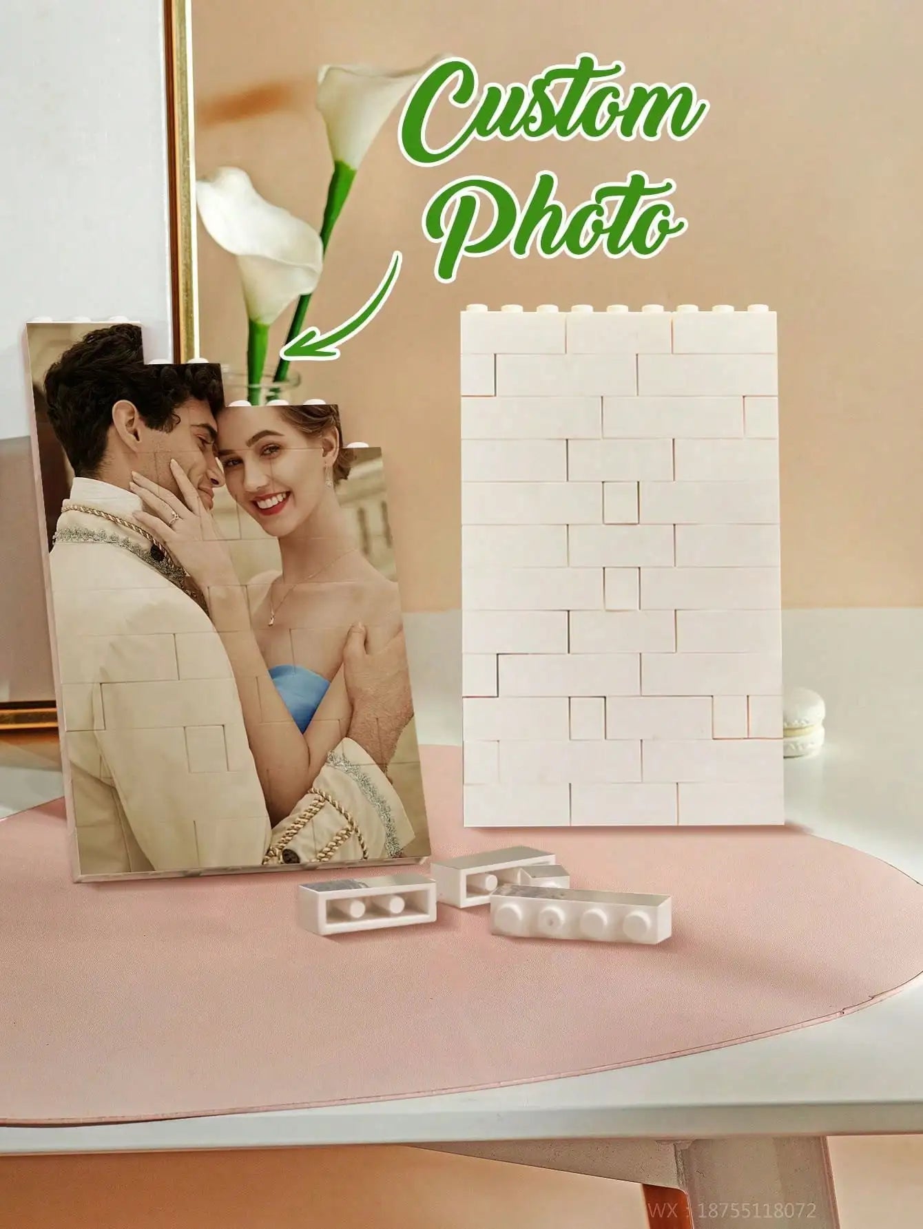 Custom Photo Puzzle Building Blocks Personalized Picture Toy Double Side Printing Gift for Mom Dad Couple Anniversary Decoration Peaceful Pleasures Health and Wellness Single-sided 10.5x14.7cm