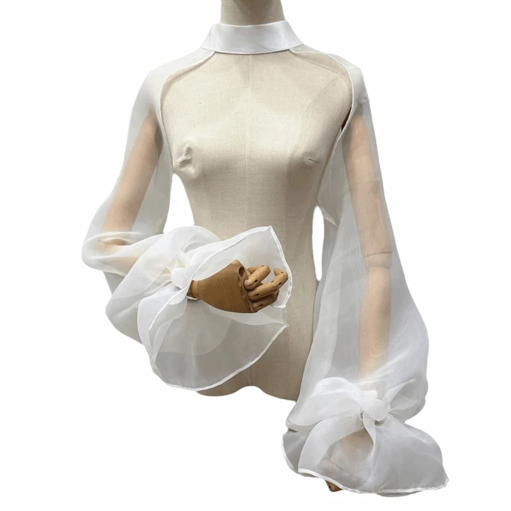 Puffy Bridal Detachable Sleeves | Ruffle Transparent Cape Shawl