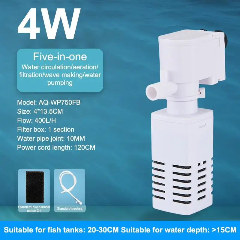 4-in-1 Silent Submersible Aquarium Filter Pump 220V Wave Maker
