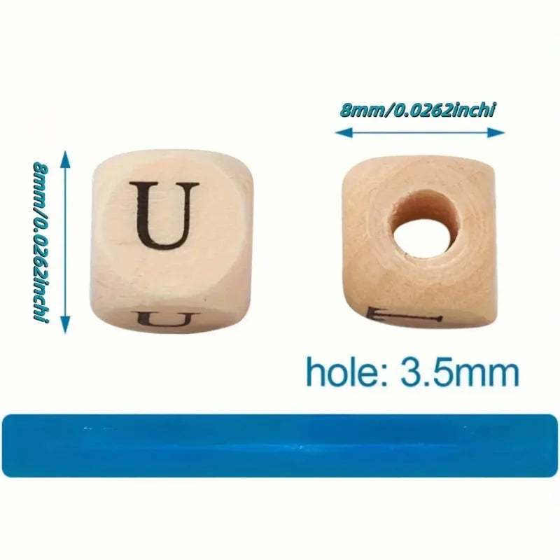 300pcs Wooden Alphabet Letter Beads – 8mm Square DIY Jewelry & Craft Beads Peaceful Pleasures Health and Wellness