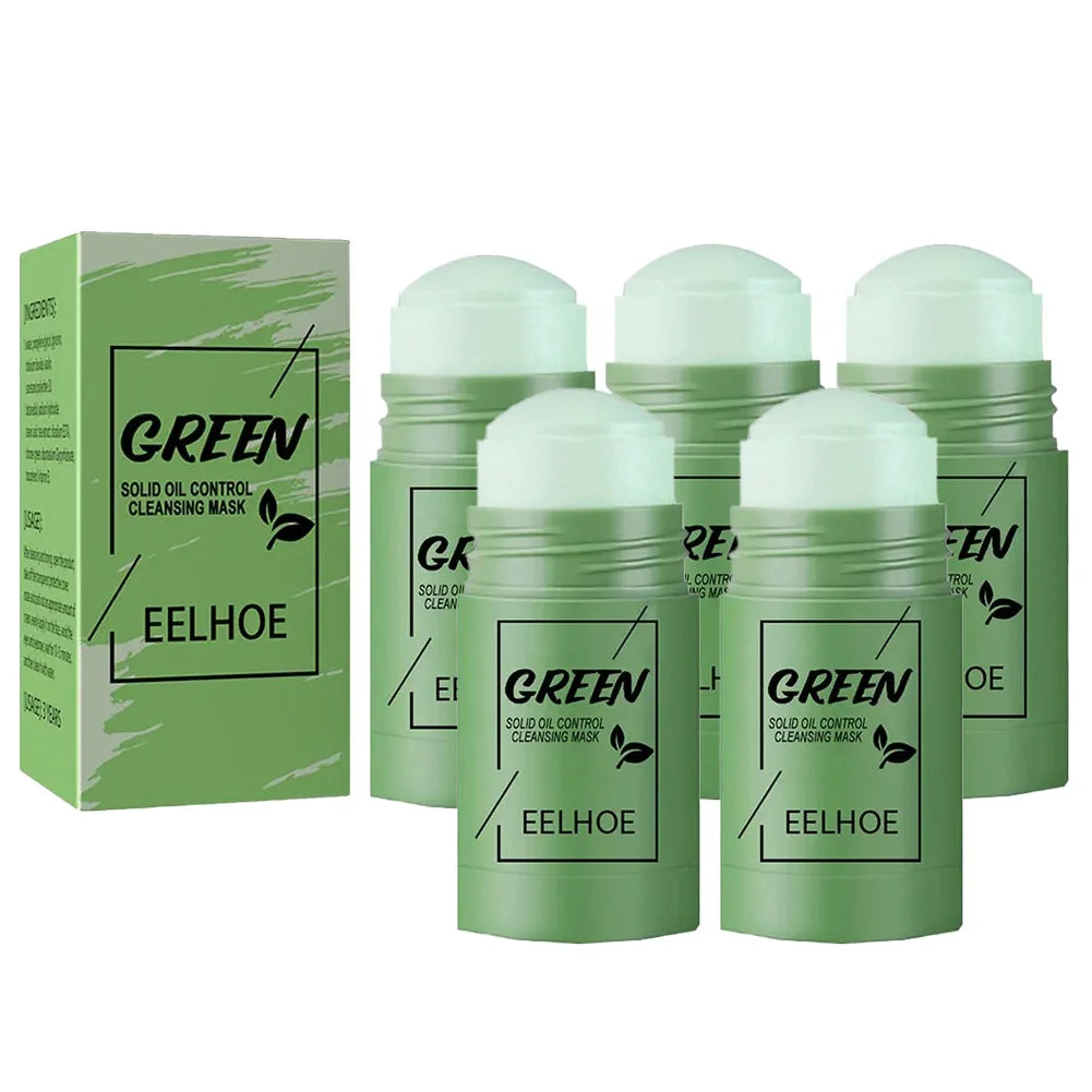 1~5PCS Green Tea Clay Stick For Face Green Mask Stick Smear Acne Shrink Blackhead Green Tea Extract Facial Mask Pore Cleansing Peaceful Pleasures Health and Wellness 5pcs