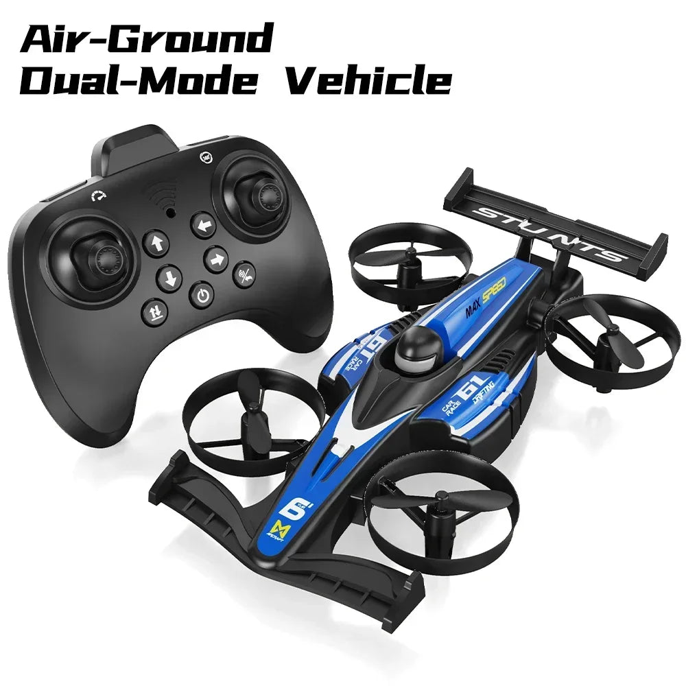 NEW RC Flying Drift Cars Professional Air-Ground 2-in-1 Quadcopter 1:30 Mini RC Car Electric Racing Deformable Car For Kid Toys Peaceful Pleasures Health and Wellness A YL61 Blue