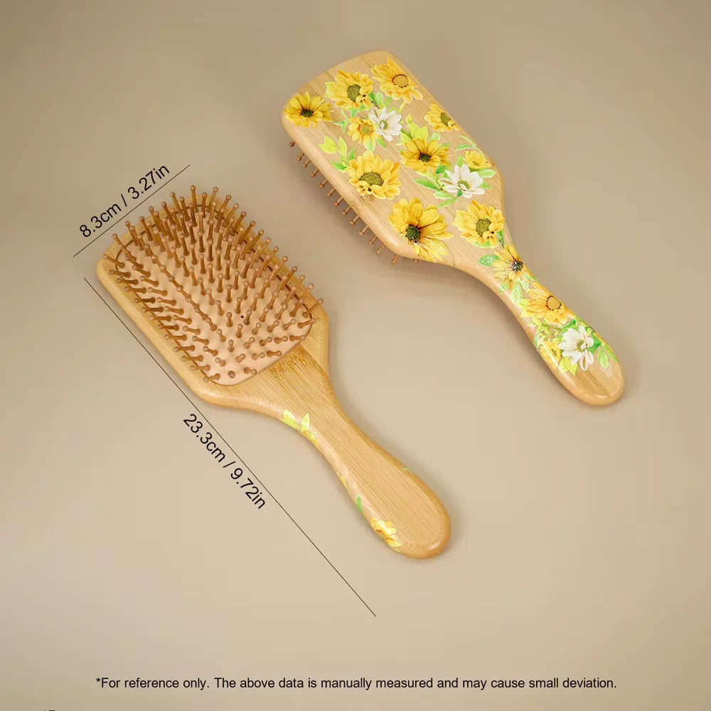 Sunflower Bamboo Air Cushion Hair Brush – Natural Wood Detangler