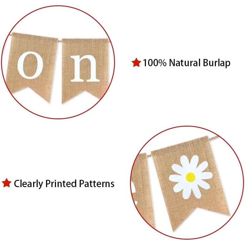 Daisy Burlap Banner – 1st Birthday & Baby Shower Decoration