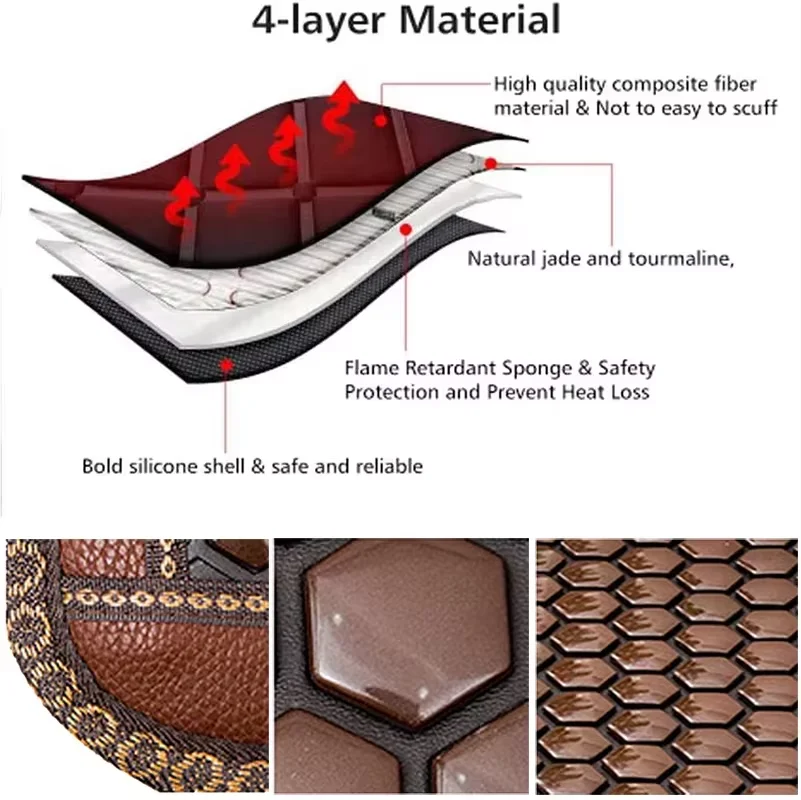 Jade Tourmaline Heated Seat Cushion | 8-Level Massage Pad