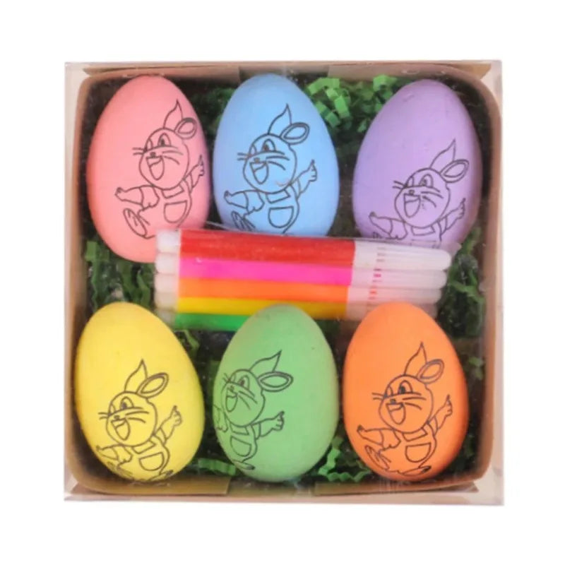 6-Piece Easter DIY Painting Egg Craft Kit | Foam Eggs & Rabbits