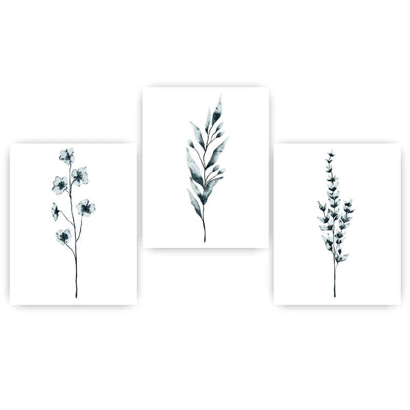 Nordic Botanical Green Leaf Canvas Print | Minimalist Wall Art Botanical Canvas Print Peaceful Pleasures Health and Wellness 01 50x70cm NoFrame China Mainland