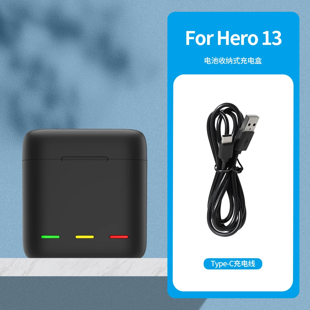 TELESIN Portable Battery Charger 3 Slot Fast Charging for GoPro Hero 13 Battery for GoPro Hero13 Black Action Camera Accessories Peaceful Pleasures Health and Wellness 1 Charger China Mainland