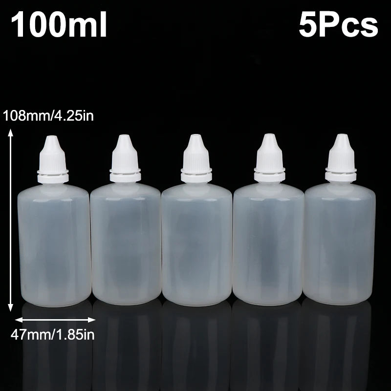 5Pcs 3/5/10/15/20/30/50/100ml Empty Plastic Dropper Bottle Paint Beauty Oil Ink Squeezable Refillable Bottle Cosmetics Storage Peaceful Pleasures Health and Wellness 100ml