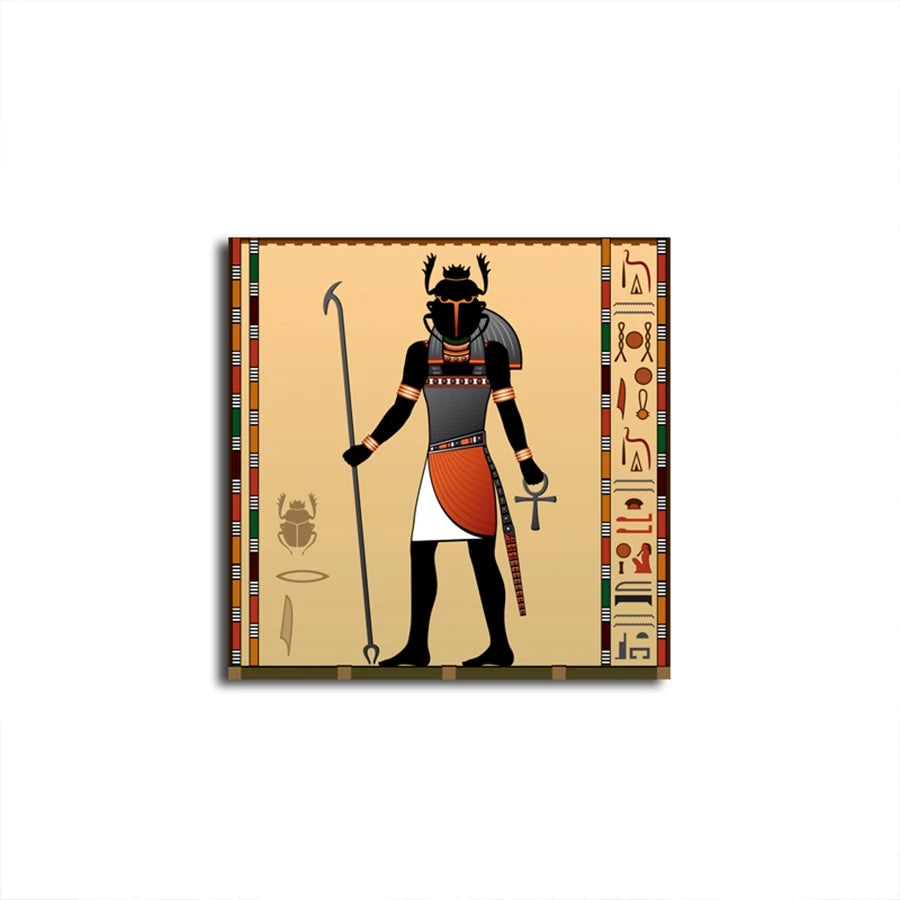 Retro Ancient Egypt Figure Canvas Wall Art | Unframed Poster