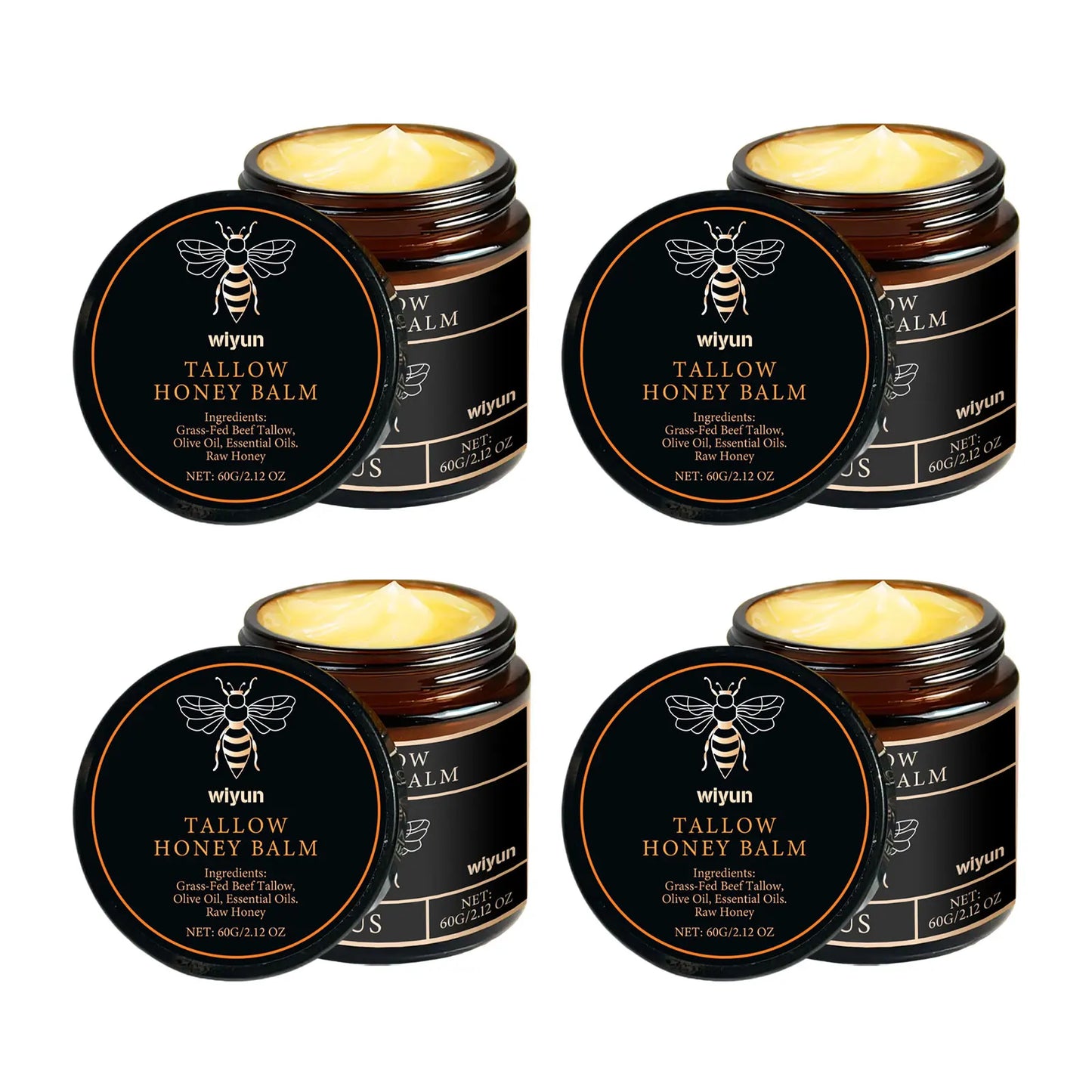 Organic Grass-Fed Beef Tallow Balm with Raw Honey Moisturizer