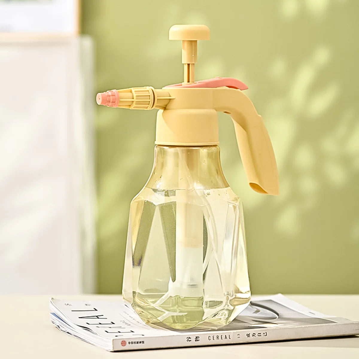 1PCS 1.5L Watering Bottle Pressure Garden Sprayer Spray Bottle With Pump Action Pressure With Adjustable Nozzle Plants Watering Peaceful Pleasures Health and Wellness Yellow