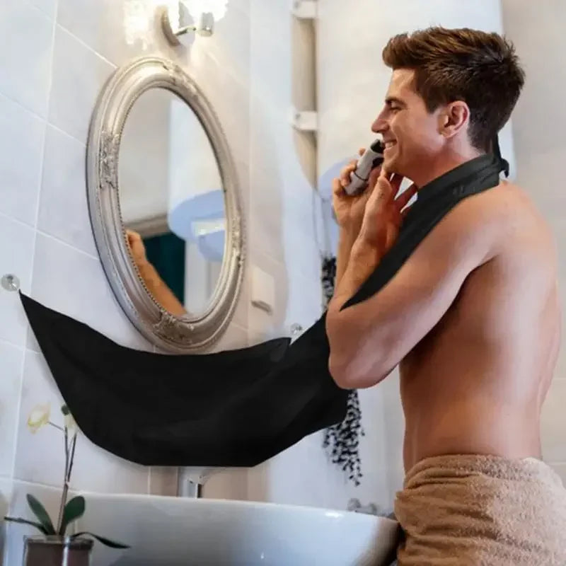 1pc Men Beards Shaving Aprons Creative Wall Mirror Suction Haircut Wrap Cape Home Salon Moustache Beard Shaving Apron Peaceful Pleasures Health and Wellness black