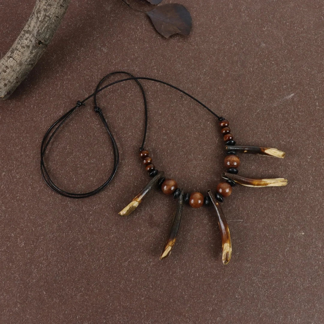 Viking Tribal Tooth Pendant Necklace Medieval LARP Costume Jewelry