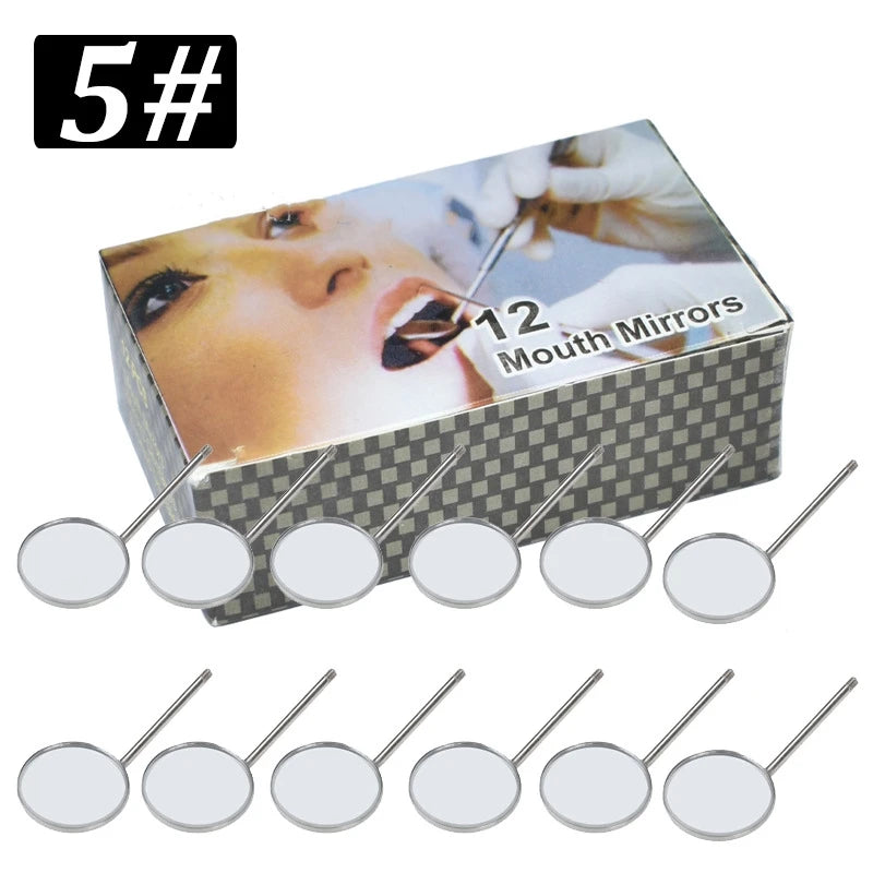 12Pcs/box Dental Mouth Mirror Head Stainless Steel Cone Socket Intraoral Oral Mirror for Inside Mouth Accessory #4#5 Peaceful Pleasures Health and Wellness 5 (12pcs box)