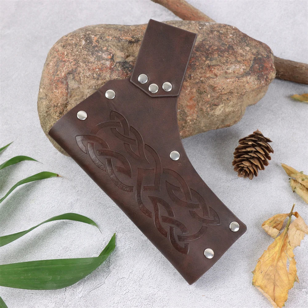 Renaissance Medieval Belt Skirt Hiking Viking Horn Design Leather