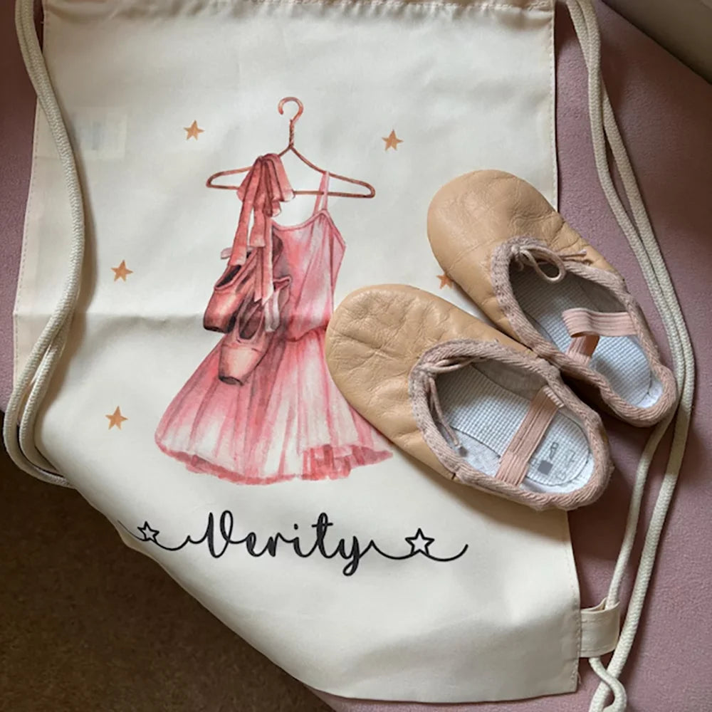 Personalized Ballet Drawstring Bag | Girls Dance & Gym Bag Personalized Drawstring Bag Peaceful Pleasures Health and Wellness
