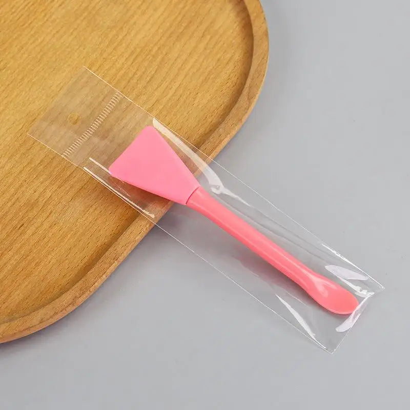 Double Head Dual-use Facial Mask Brush Silicone Facial Mask Stick With Scoop Facial Beauty Tool Peaceful Pleasures Health and Wellness Dark pink