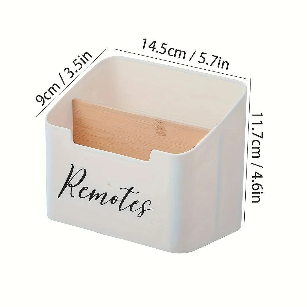 TV Remote Holder & Desk Organizer – 2-Compartment Remote Control Caddy Storage Box