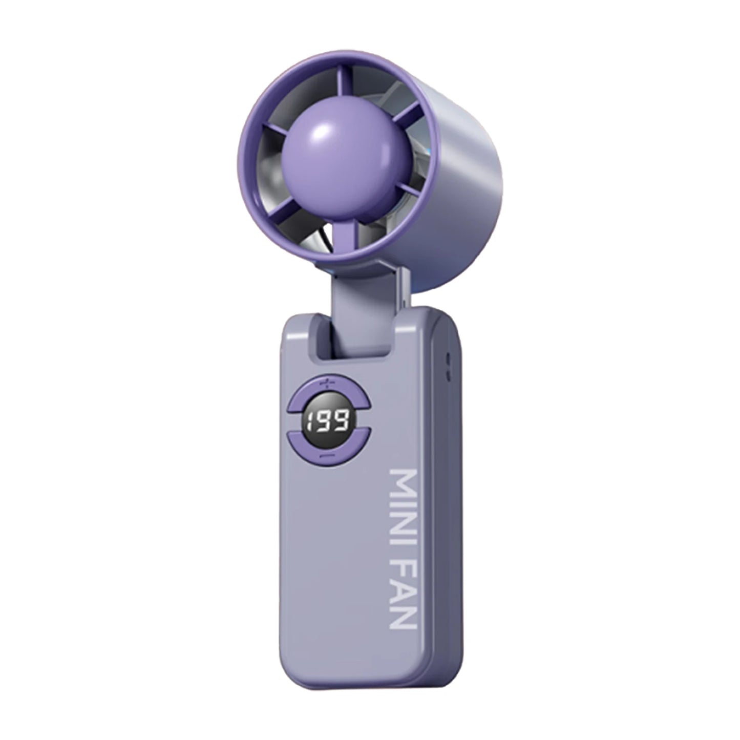 High-Speed Handheld Fan Digital Display Foldable Silent Fans 199 Speed Adjustable Powerful Air Blower for Outdoor Travel Commute Peaceful Pleasures Health and Wellness PURPLE