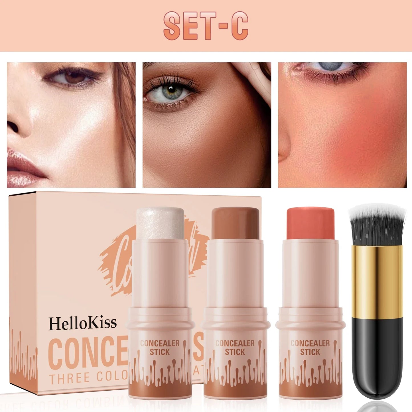 Hello Kiss Contour & Highlight Stick Set – Matte Waterproof