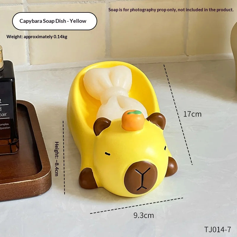 2026 New Creative Capibala Soap Box, Draining Soap Storage Rack, Household Sink, No Water Accumulation, Cartoon Cute Soap Dish Y Peaceful Pleasures Health and Wellness yellow