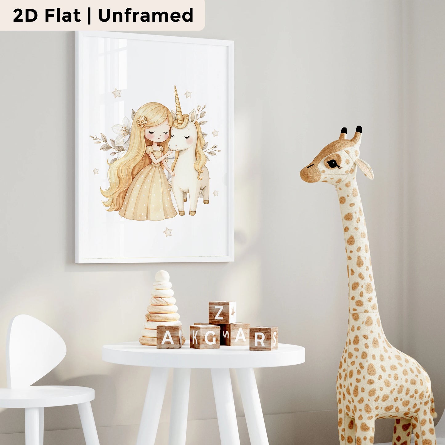 3-Piece Unicorn Princess Canvas Wall Art | Kids Room Decor