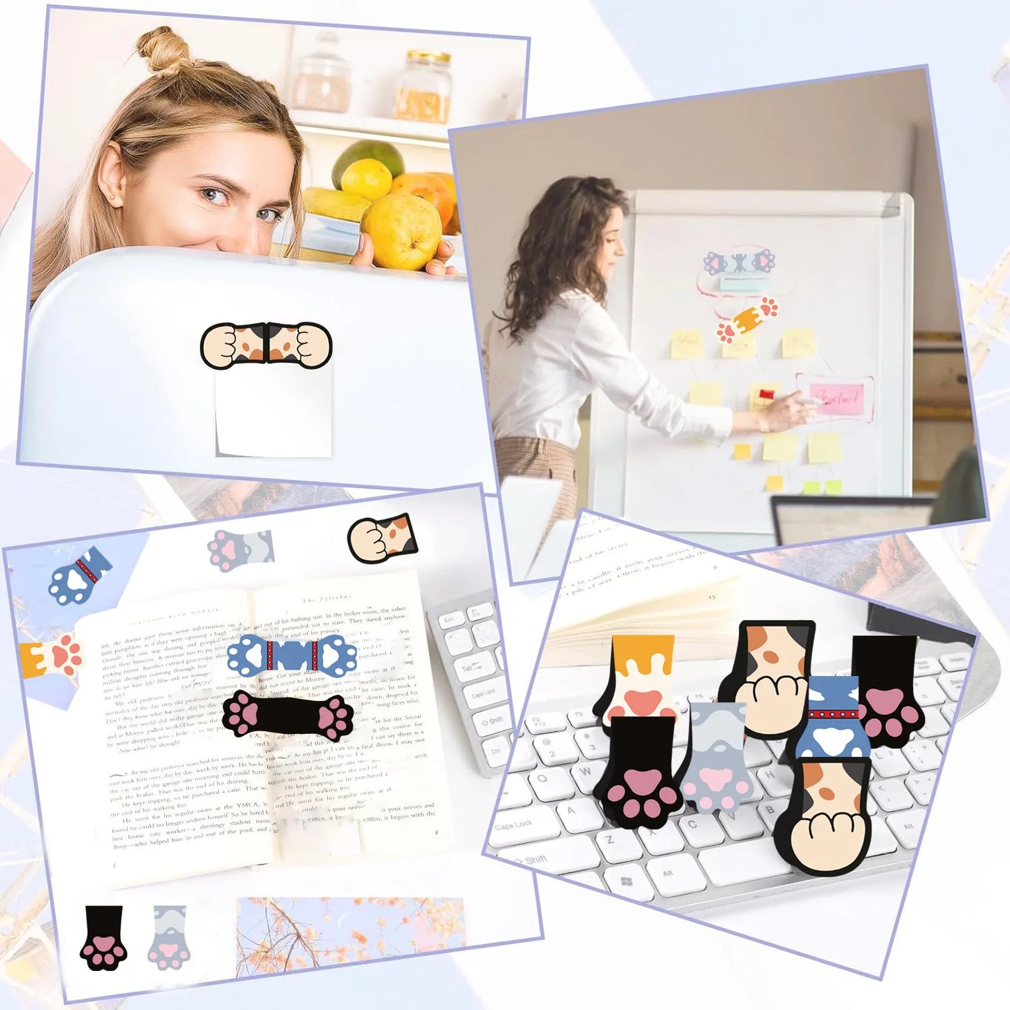Magnetic Bookmark Adorable Cartoon Cat Paw Cloud Design Foldable