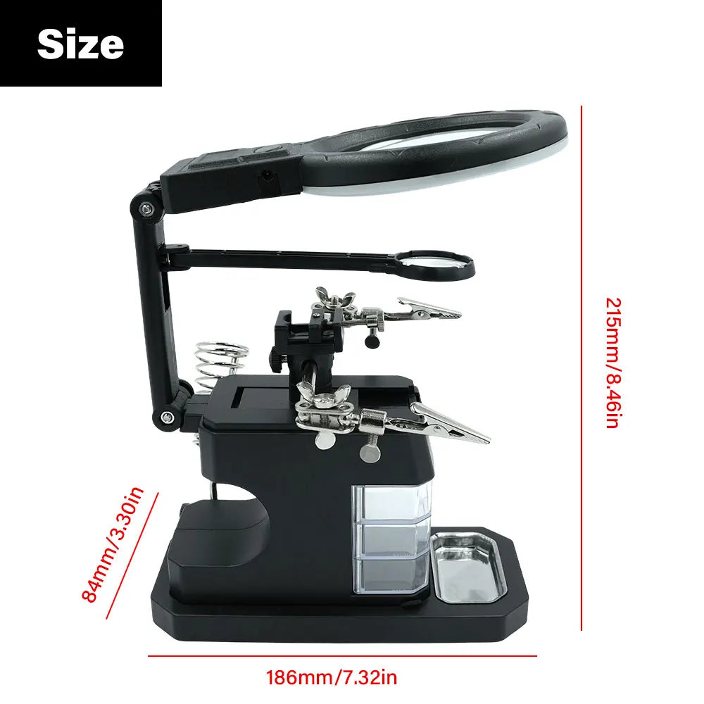 NEW 2.5X 4X 16X Magnifying Glass Soldering Stand with 16 LED Lights - Third Hand Tool for Welding Repair and Inspection Work Peaceful Pleasures Health and Wellness