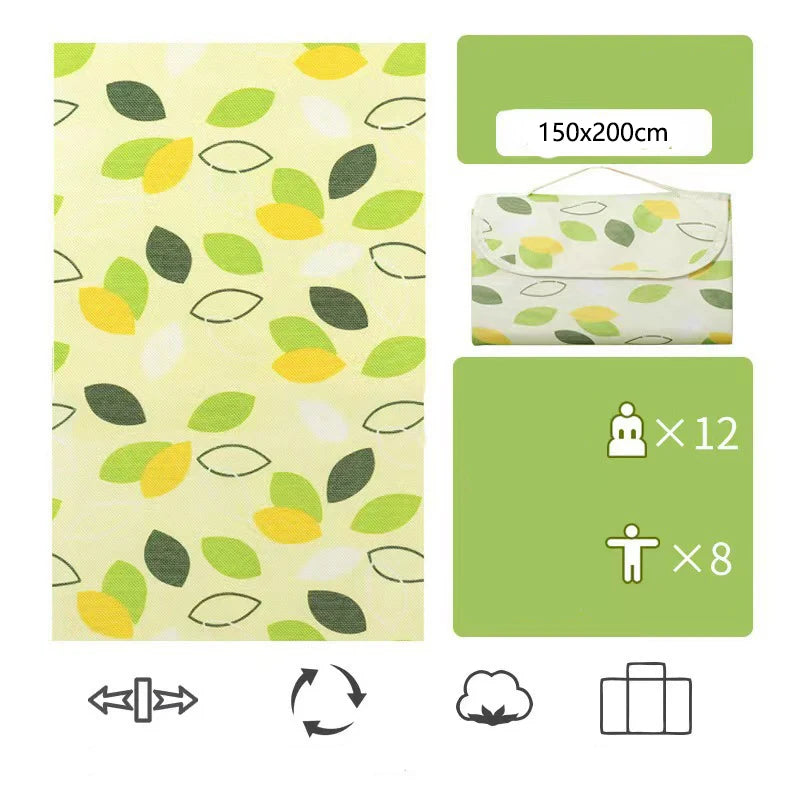 Outdoor Thickened Waterproof Camping Non-woven Fabric Picnic Mat Moisture-proof Mat Beach Mat Peaceful Pleasures Health and Wellness leaves-150x200cm