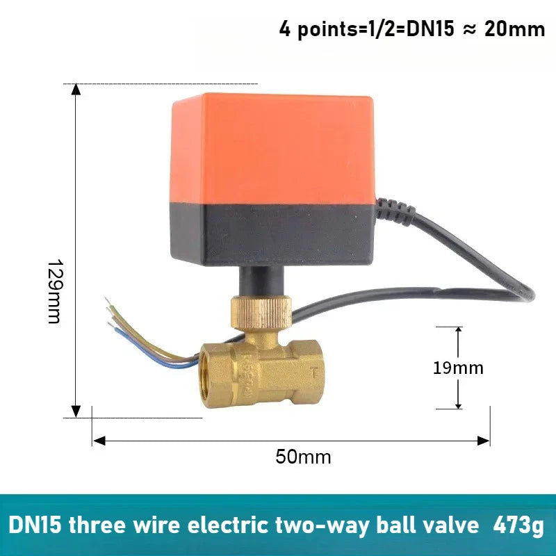 Copper Electric Ball Valve DN15–DN50 | 12V 24V 220V