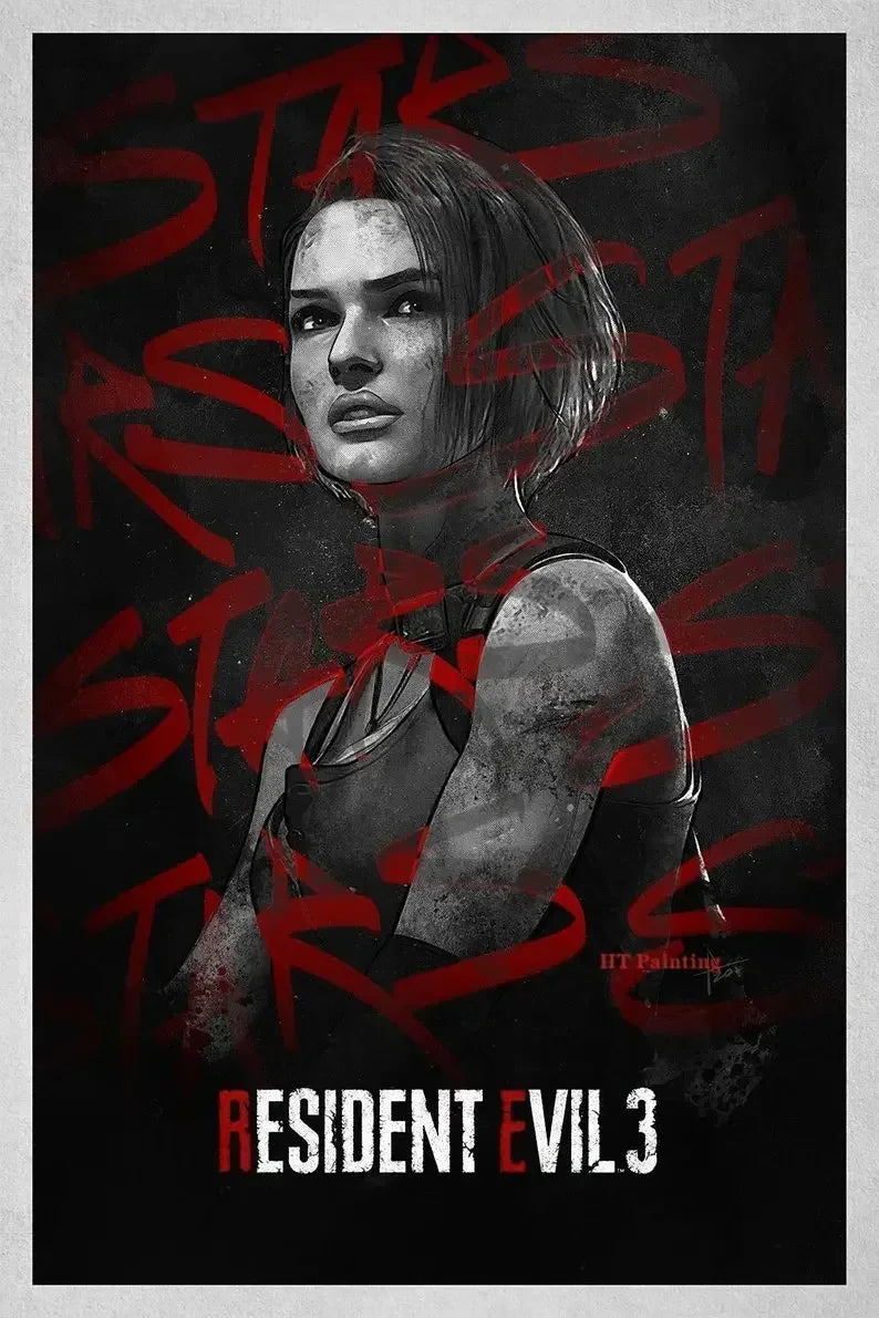 Resident Evil 2 3 4 Vintage Canvas Poster | Gamer Wall Art