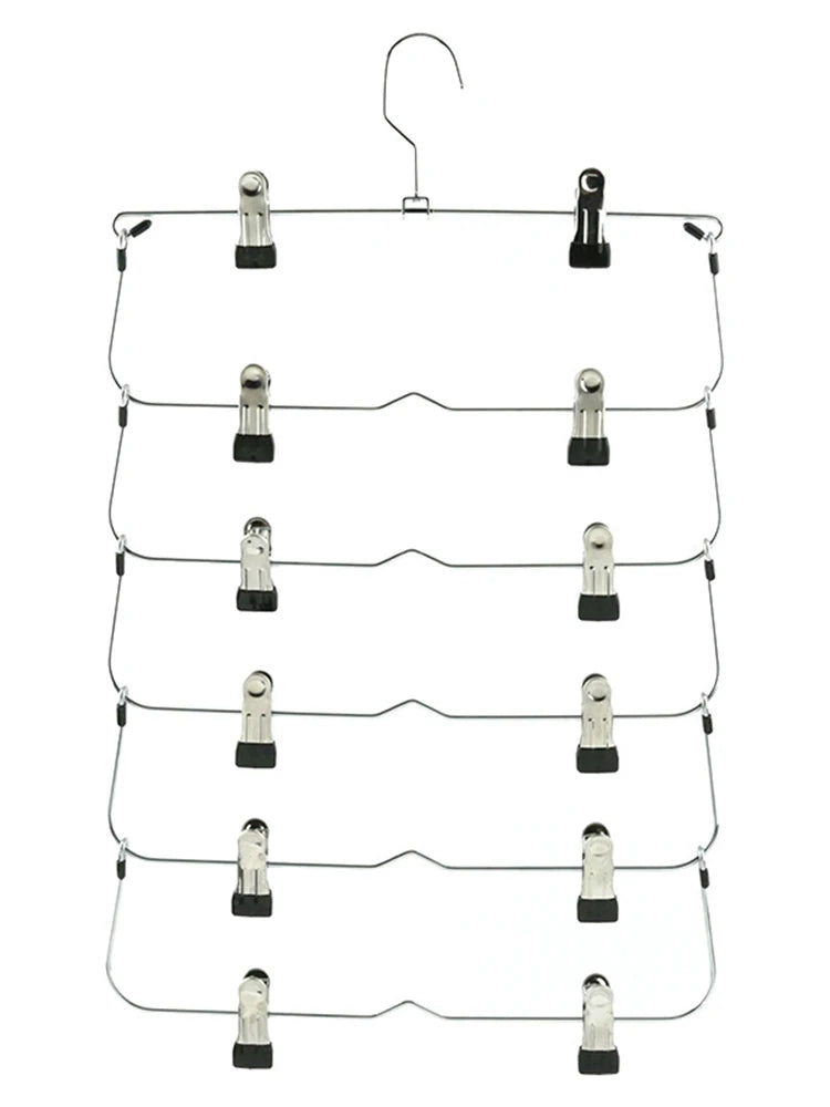 Multi Functional Folding Multi-Layer Pants Rack, Pants Hanger, Household Anti Slip And Seamless Wardrobe Storage Tool Peaceful Pleasures Health and Wellness black