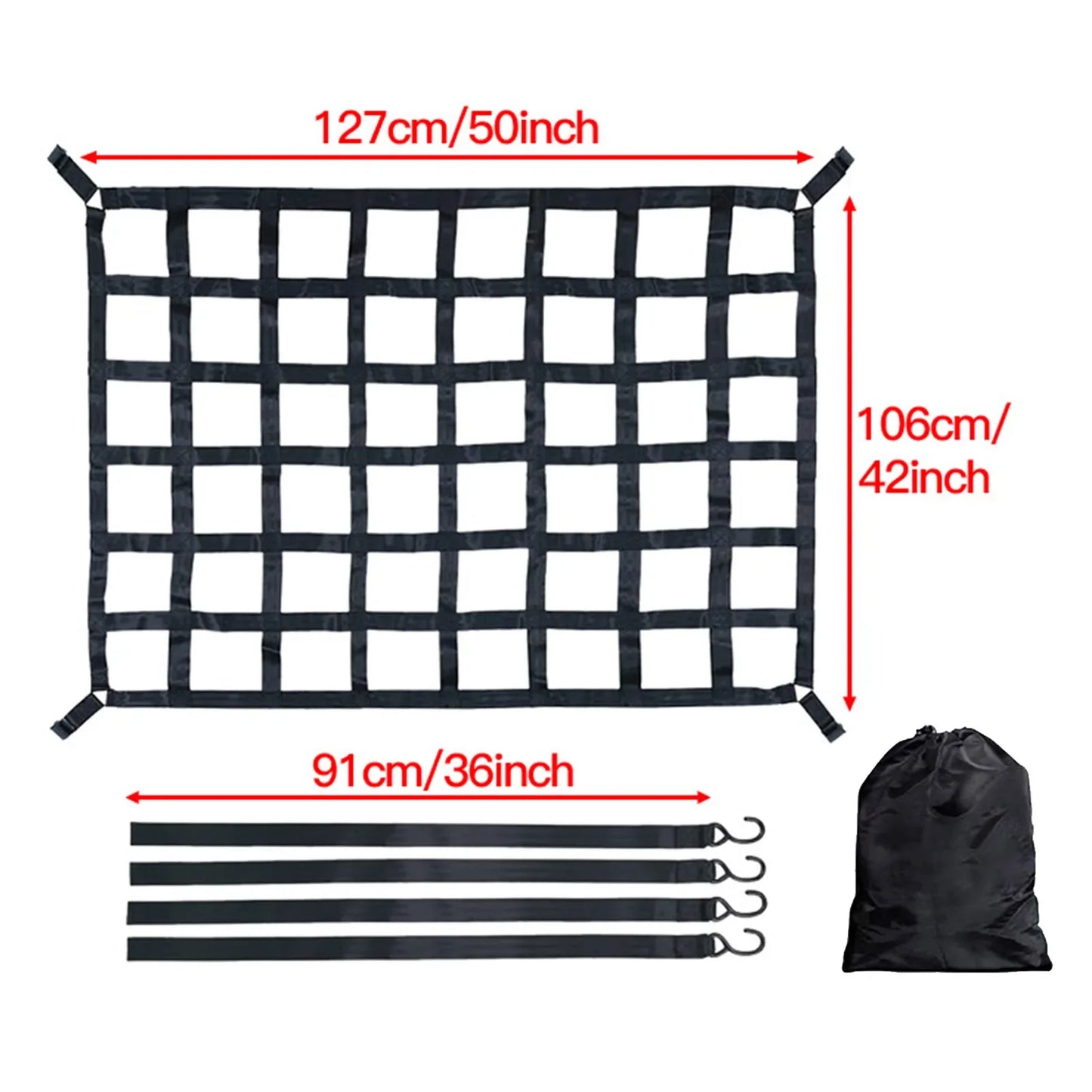 Multifunctional car trunk universal luggage storage net cargo sorting net elastic storage durable load-bearing net for roof rack Peaceful Pleasures Health and Wellness S