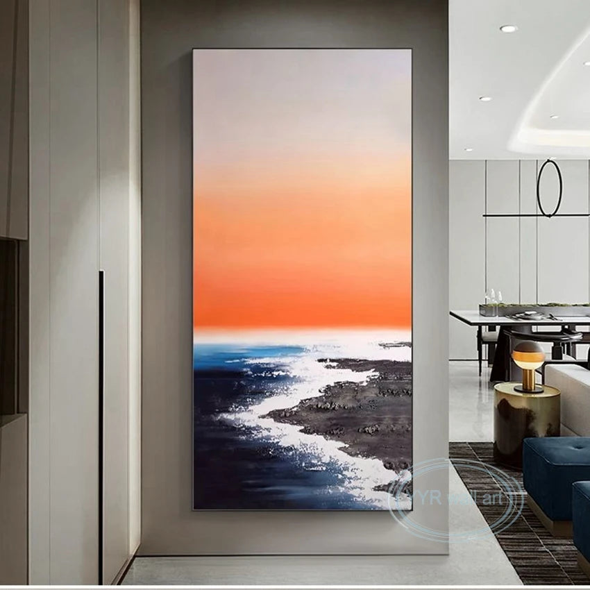 High Quality Canvas Art Oil Painting Modern Abstract Handmade Seascape Wall Decoration Mural Parlor Vestibule Hotel Custom Image Peaceful Pleasures Health and Wellness