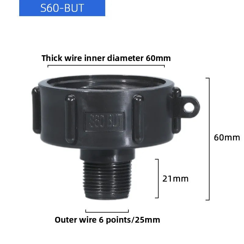 IBC Tank Adapter 60mm to 1/2"–2" BSP Male Pipe Fitting